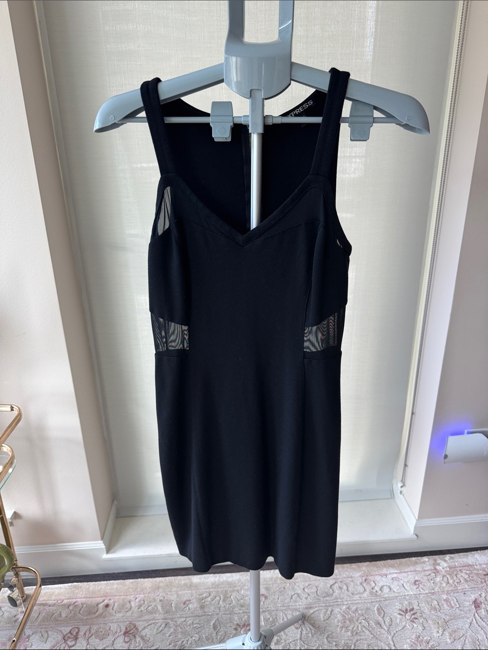 Express Black Sleeveless Mesh-Inset Sheath Dress